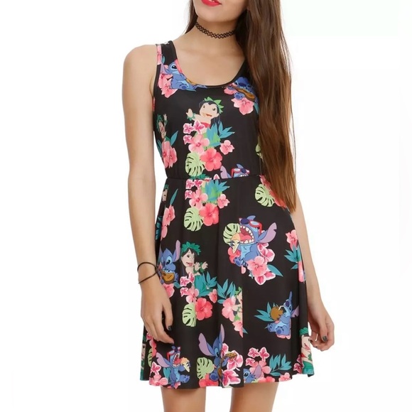 New Disney Lilo & Stitch Floral Print Dress by Hot Topic size S junior’s - Picture 1 of 8